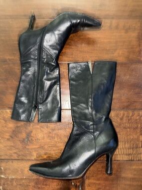 Stuart Weitzman Black Y2K  Leather Stagecoach Coachella Festival Boots 37.5